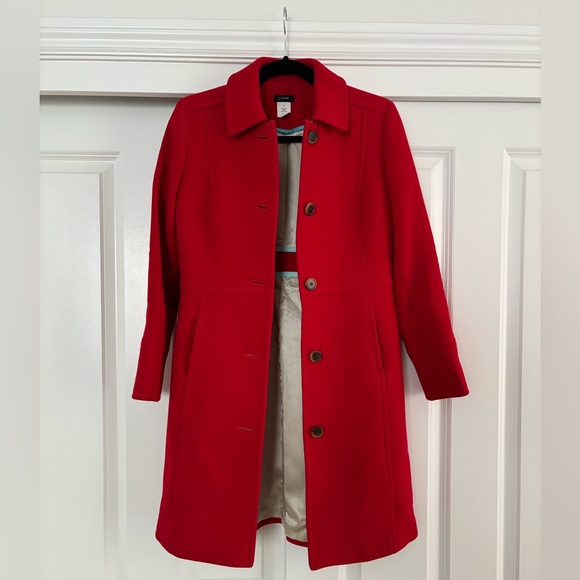 J. Crew | Trench | 94% Wool 6% Nylon | size 2P | Red - Picture 8 of 10
